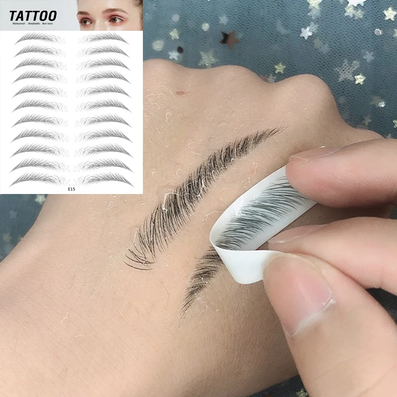 Waterproof 4D Eyebrow Tattoo Stickers Bionic Eyebrow Semi-permanent Water Transfer Lasting Brown Eyebrow Tattoo Stickers Makeup