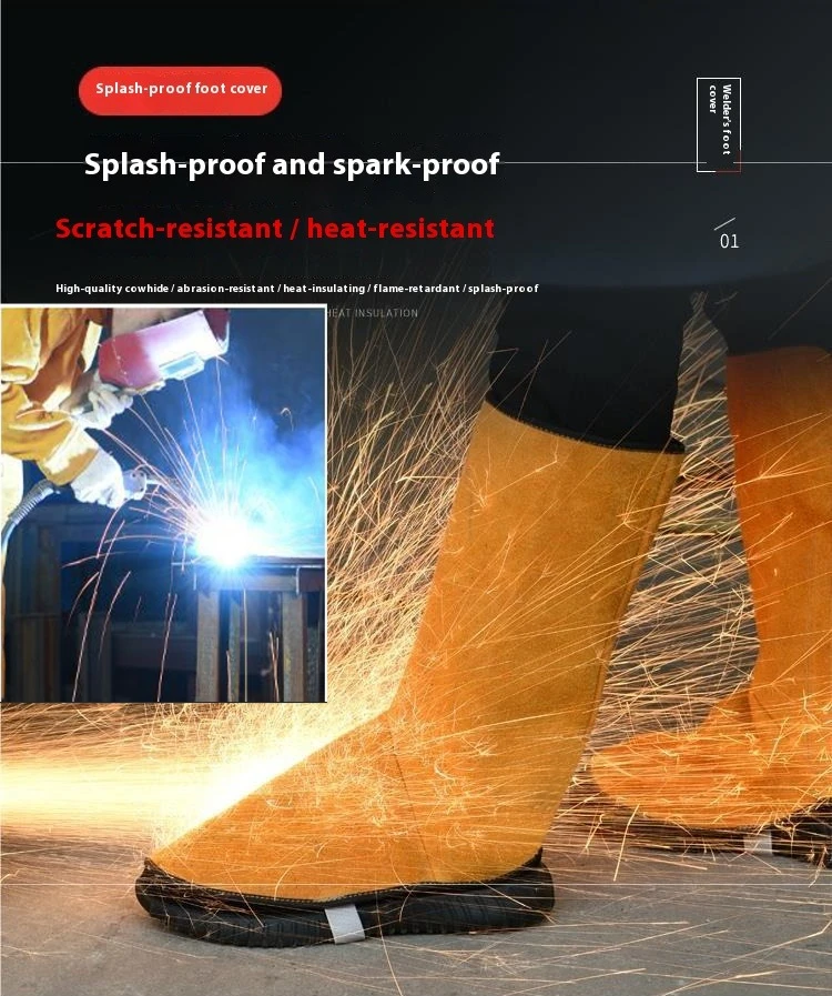 

Cowhide Electric Welding Foot Cover Welder's Leg Guard Guard Foot Cover Shoe Anti-scalding Labor Insurance Welder's Protective