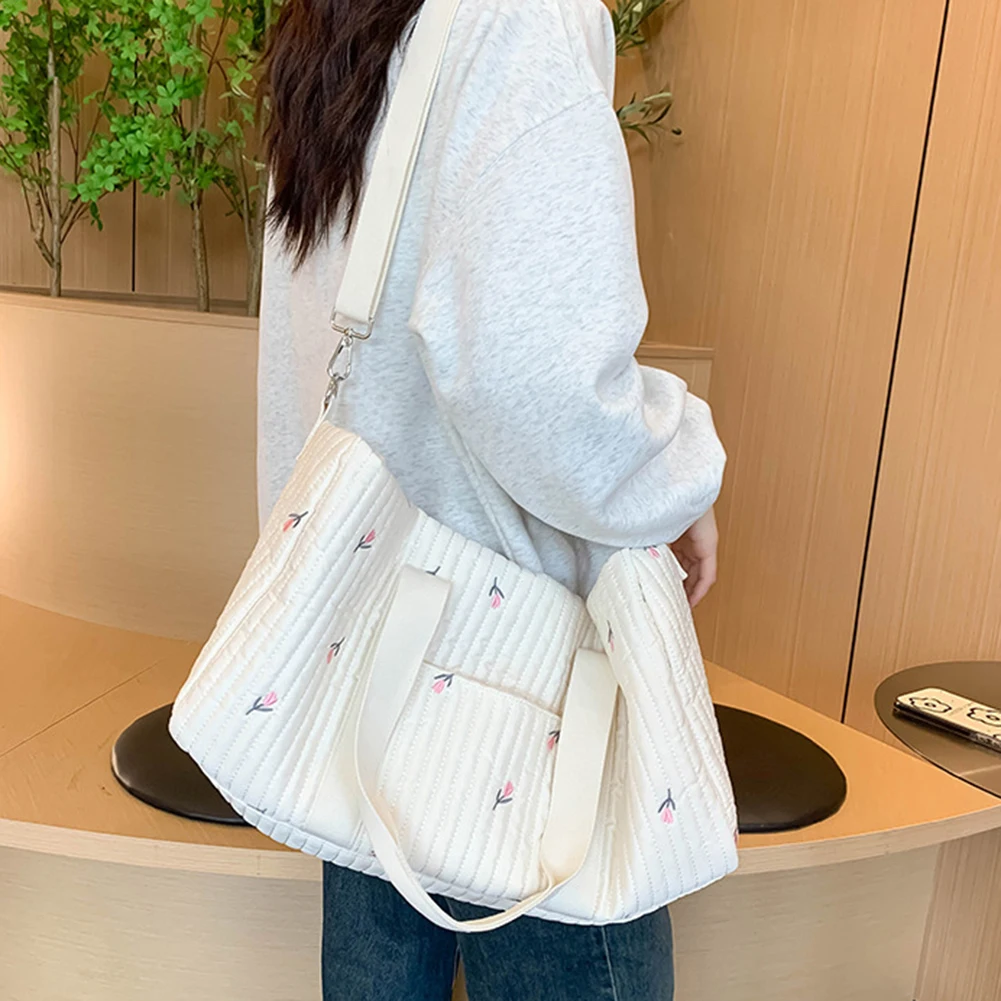 حقيبة حفاضات الطفل المطرزة الحفاض المنظم حقيبة ساعي حقيبة كتف كرتونية لطيف مع سحاب حقيبة حمل الأمتعة للسفر