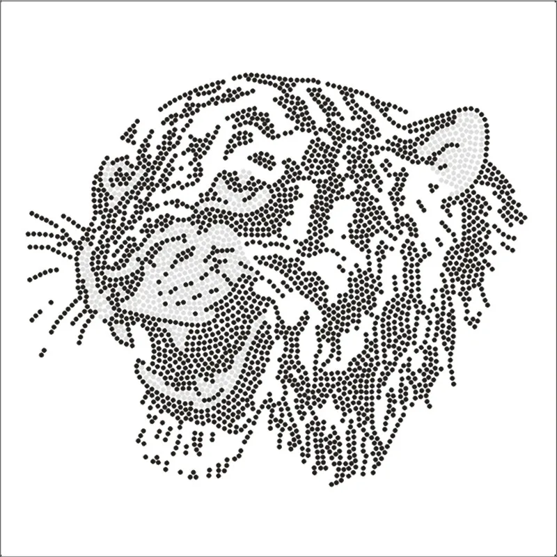 Rhinestone Stickers for Clothing Motif, Tiger Hotfix Rhinestones Designs, Iron-On Transfers, 1 Pc Lot
