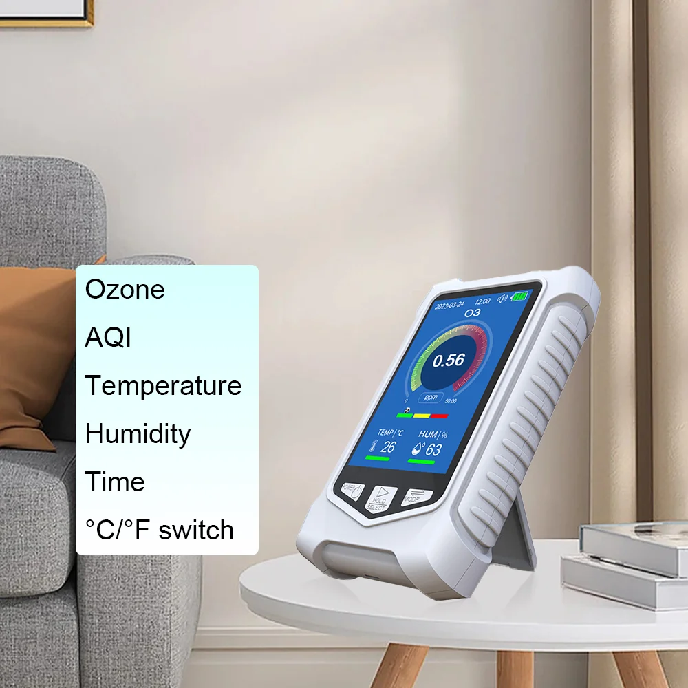 Handheld Ozone Detector USB Charging 0-50PPM High Sensitive Sensors Monitor Ozone Detector O3 Gas Meter for Air Quality Testing