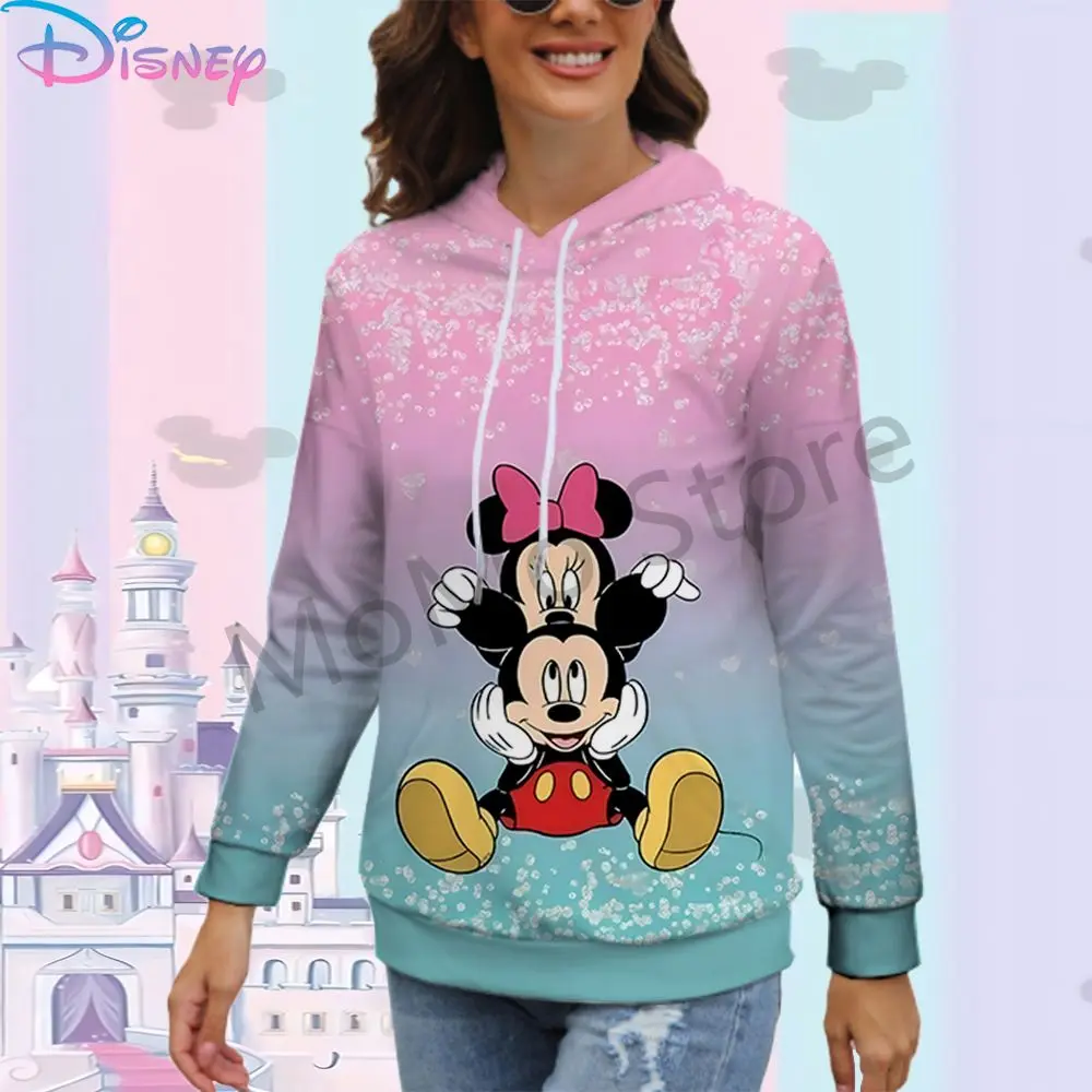 Men's Women's Hoodies Disney Mickey Mouse New Ladies Fashion Leisure Lovely Y2k Youthful Woman Clothes Kawaii Sweatshirts 2024