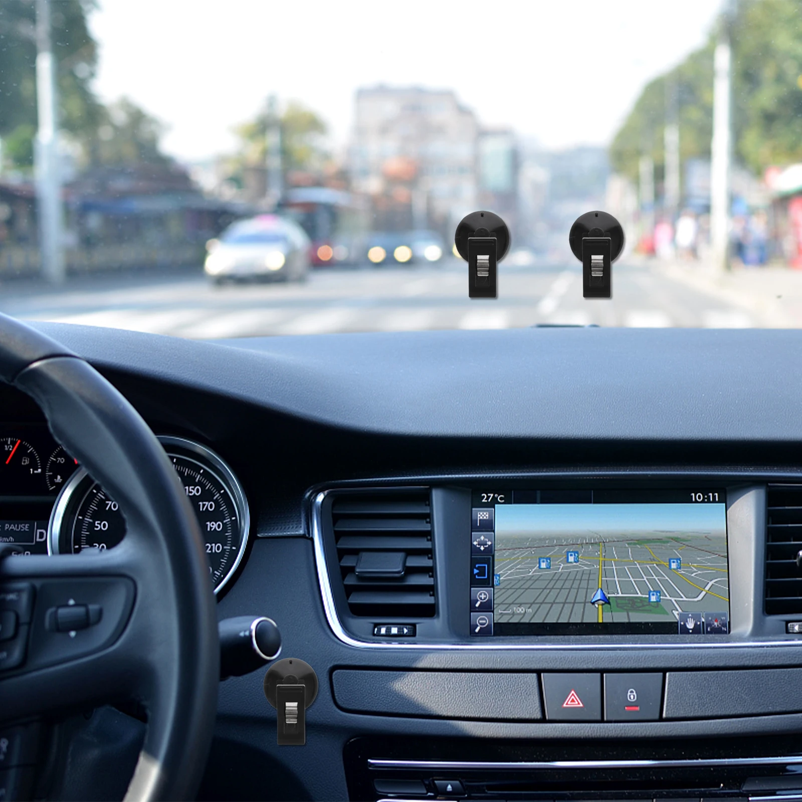 

4pcs Car Mounted Clips Ticket Storage Suction Cup Window Organizer Durable Long Lasting Easy Install Practical Use Refined
