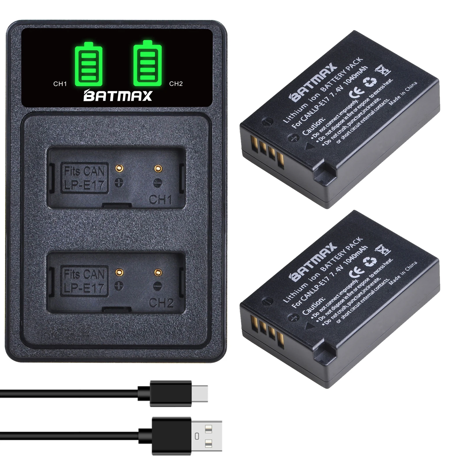 

Batmax LP-E17 LPE17 Battery+LED Dual Charger for Canon EOS RP 200D 250D M3 M5 M6 750D 760D 800D 8000D Rebel SL2 SL3 T6i T6s