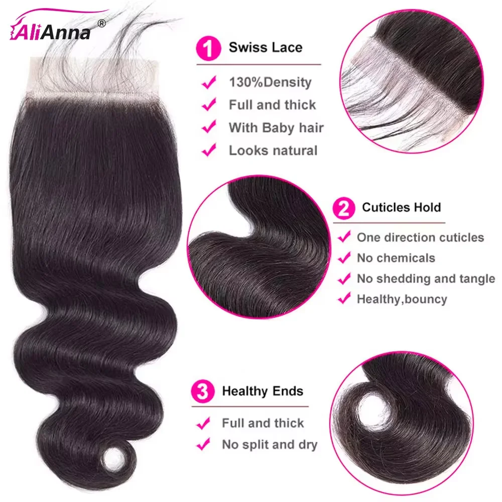 Onda do corpo 2x6 hd fechamento do laço cabelo humano 100% transparente 4x4 fechamento 5x5 hd renda preplucked com cabelo do bebê transporte rápido
