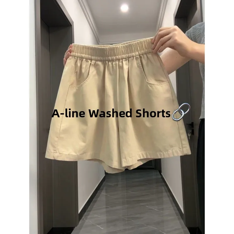 

Американские шикарные гонконгские свободные широкие брюки-карго для женщин, летние корейские универсальные спортивные повседневные брюки с высокой талией