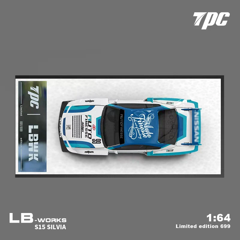 PreSale TPC 1:64 LBWK Silvia S15 LB Super Silhouette Openable Hood Blue Diecast Diorama Car Model Collection TimeMicro