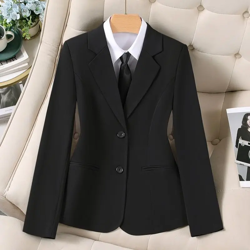 

Profional Women's Suit Jaet Spring Autumn Sle Student Defense Workwear Ele Interview Formal Top ort Length