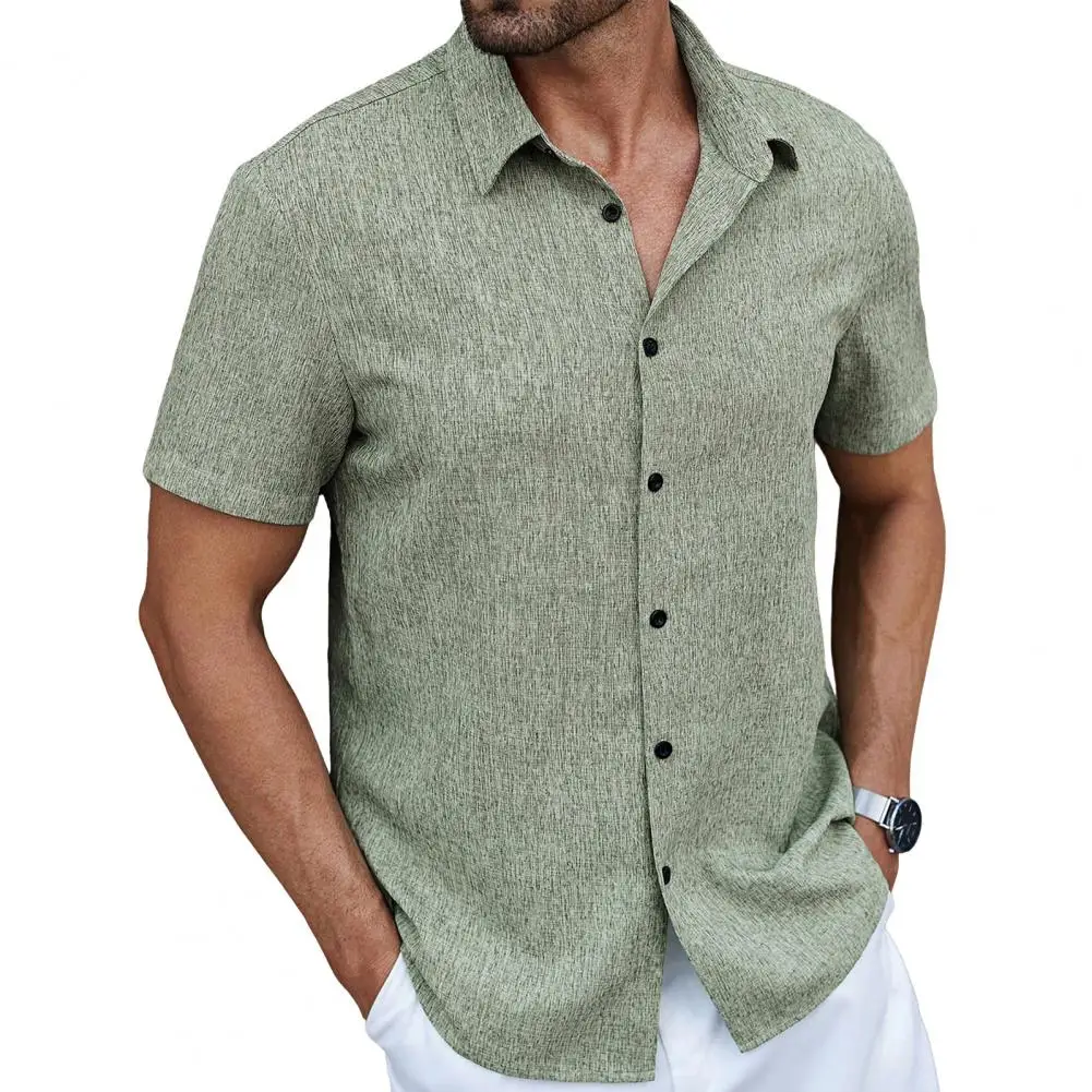 

Men Short Sleeve Blouse Men's Summer Button-up Shirt Casual Short Sleeve Holiday Shirt Loose Fit Turndown Collar Beach Vacation