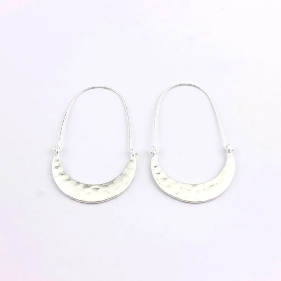 1 Pairs Hammered Crescent Moon Hoop Earrings for Women Fashion Jewelry