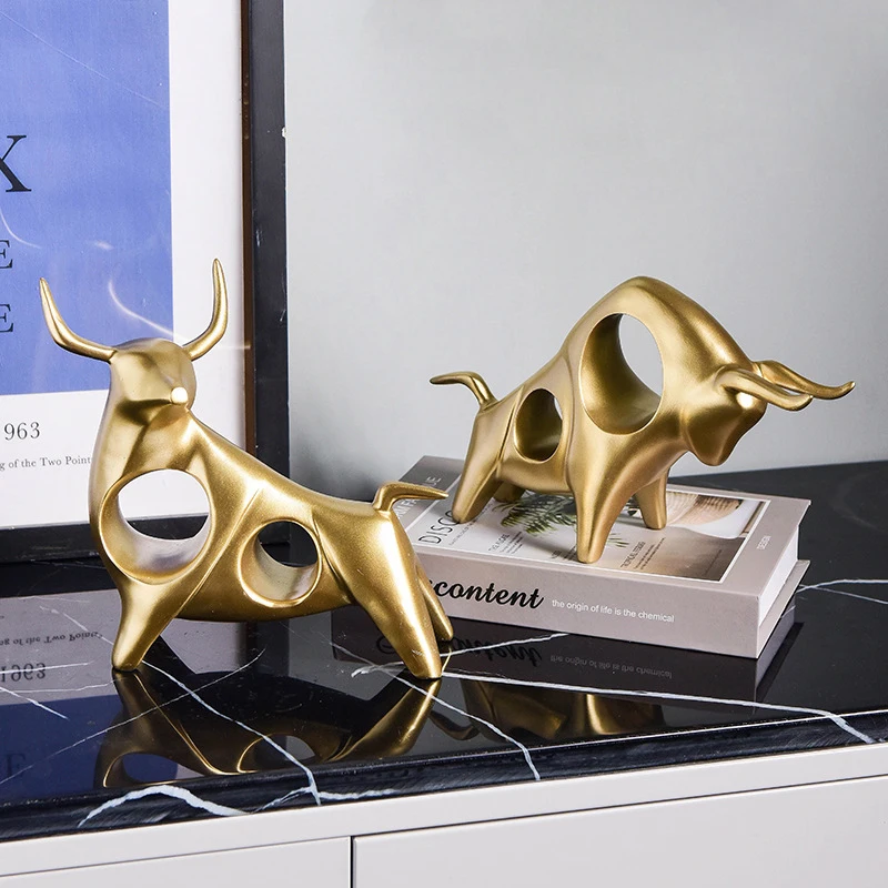 

Modern Minimalist Animal Cow Sculpture Resin Craft Home Decoration for Study, TV Stand, Entrance