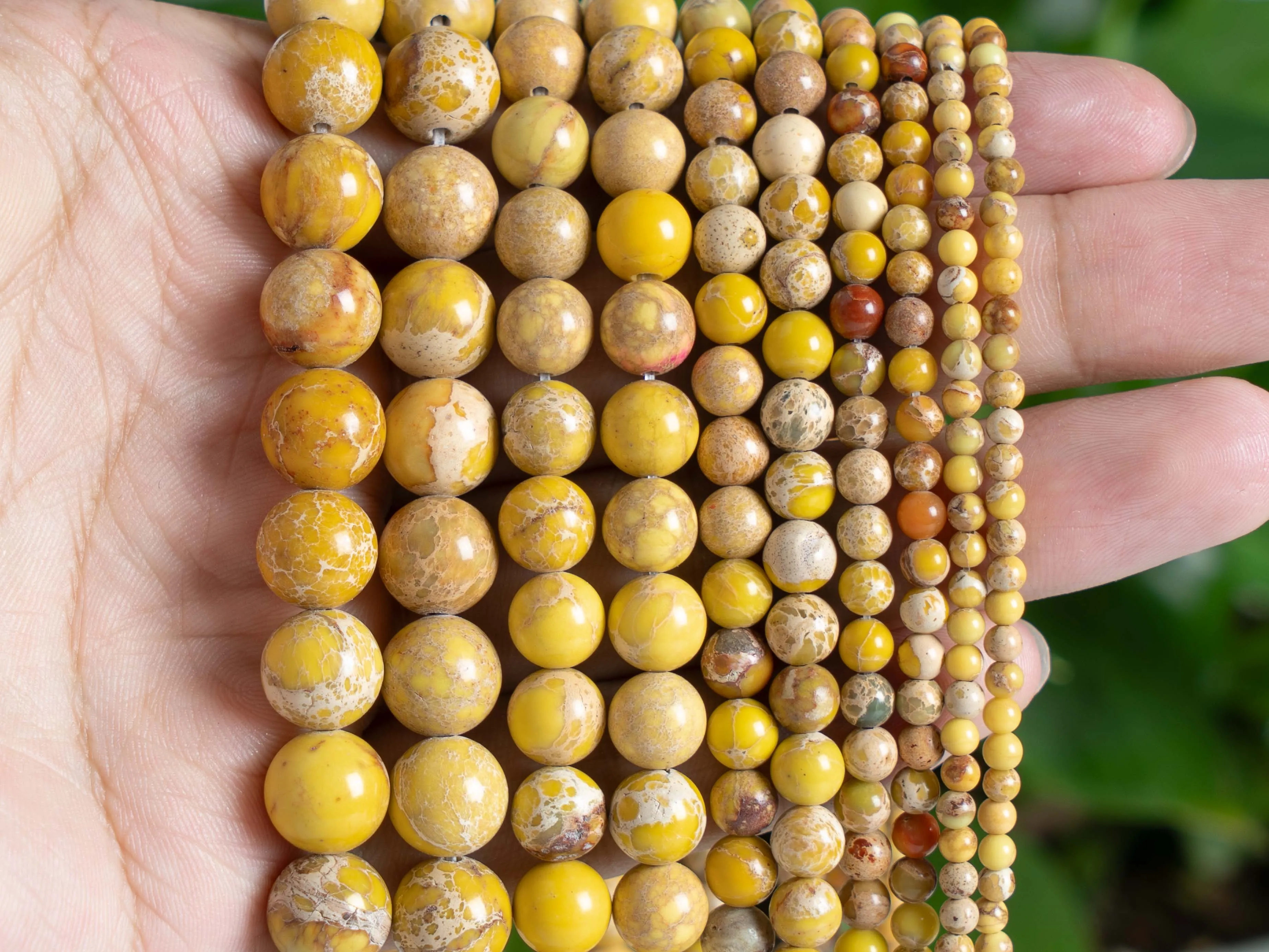 Yellow Sea Sediment Imperial Jasper Beads Gemstone Loose Beads Round Shape Size Options  6/8/10mm for Jewelry Making