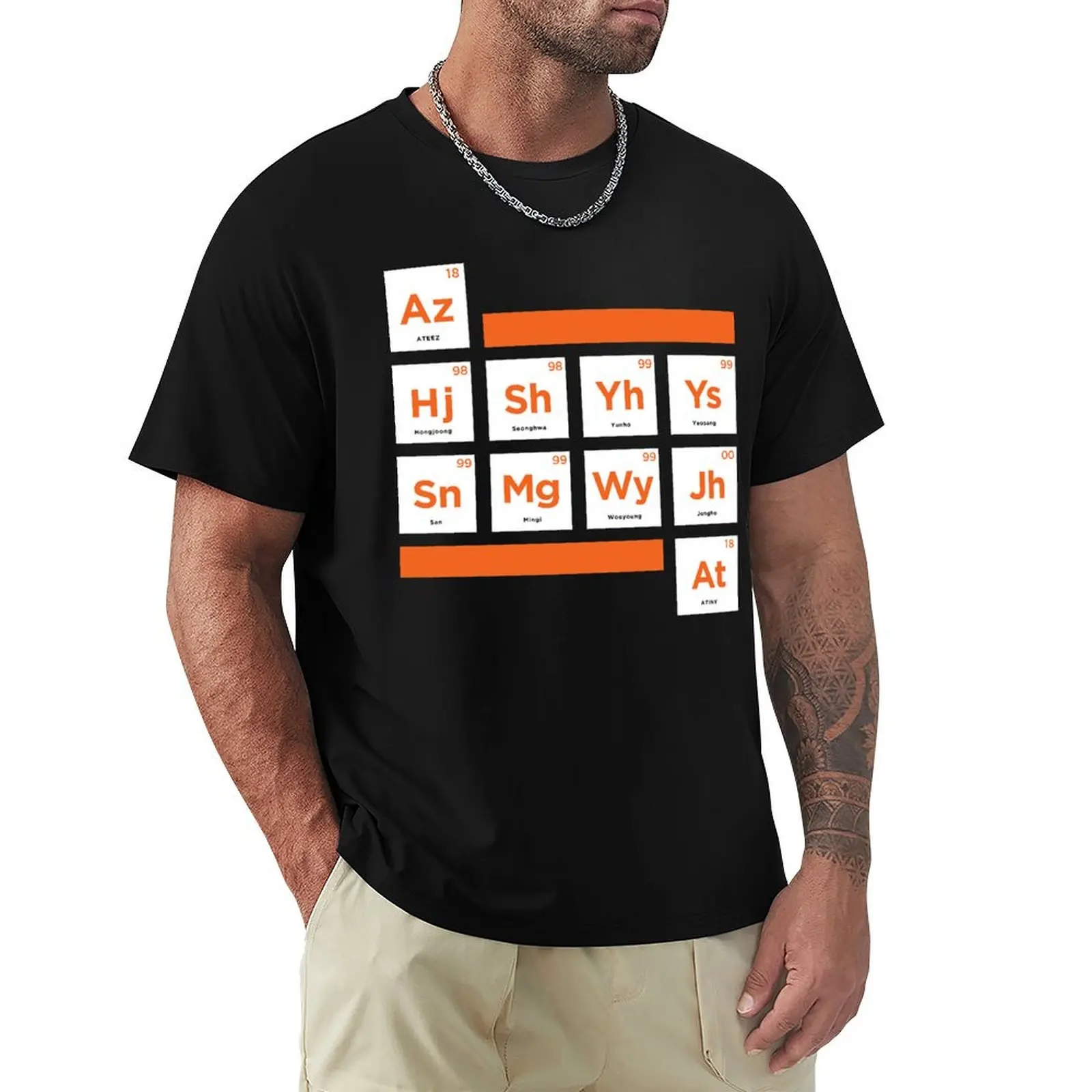 Funny Gift For Light Blue Ateez Periodic Table Vintage Photograp T-Shirt cotton t shirts man 100% T-Shirt