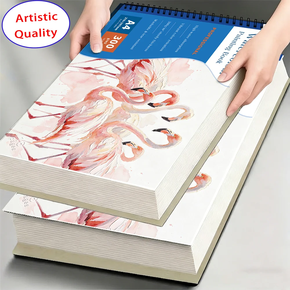 

A4 & A5 Watercolor Sketchbook, 300GSM Thick Paper, 16 Sheets, Bleed-Proof Art Pad for Watercolor, Gouache & Mixed Media Painting