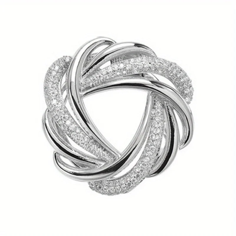 Elegant Women Girls Fashion Luxury Crystal Twist Round Silk Scarf Buckle Brooches Classic Exquisite Lady Clothing Coat Pins
