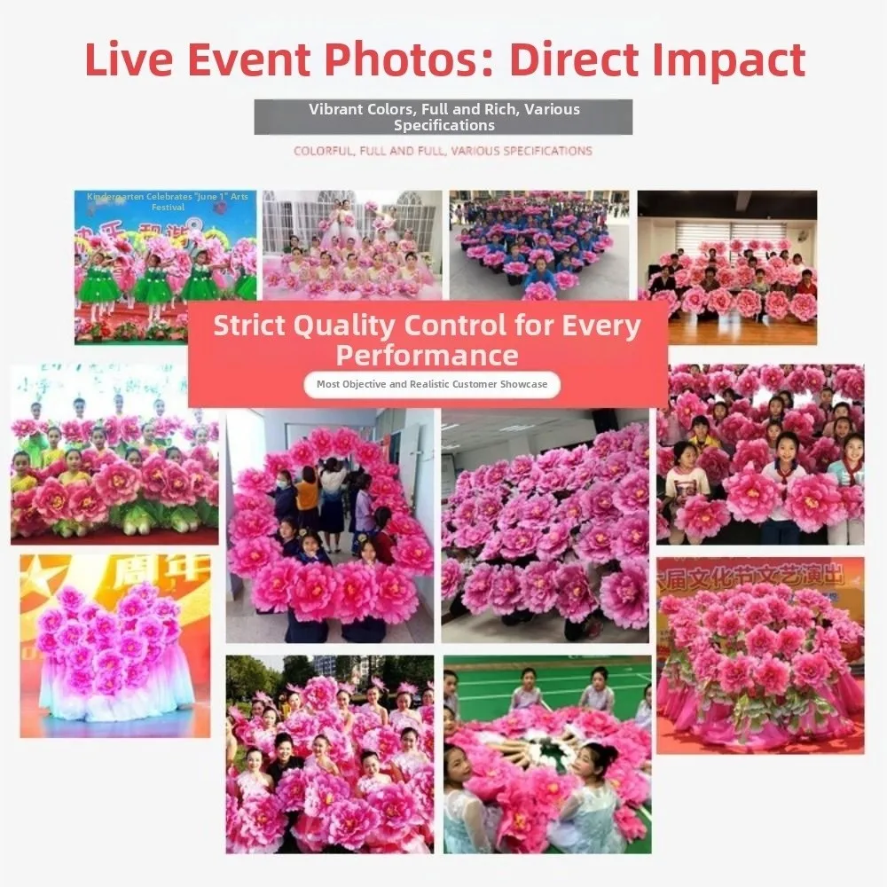 Hand held Peony Dance Performance Props 30/40/50cm DIY Handmade Stage Art Classica Props Children Hand held Choral Flower