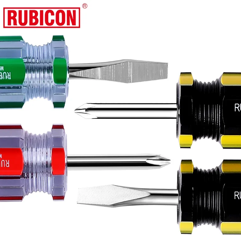 Japan RUBICON 304 dual-use rainbow screwdriver set cross word short handle chrome vanadium steel