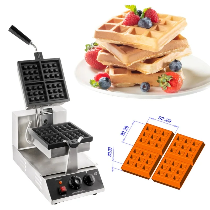 

Crepe Non-stick 4-piece commercial rotating square waffle maker