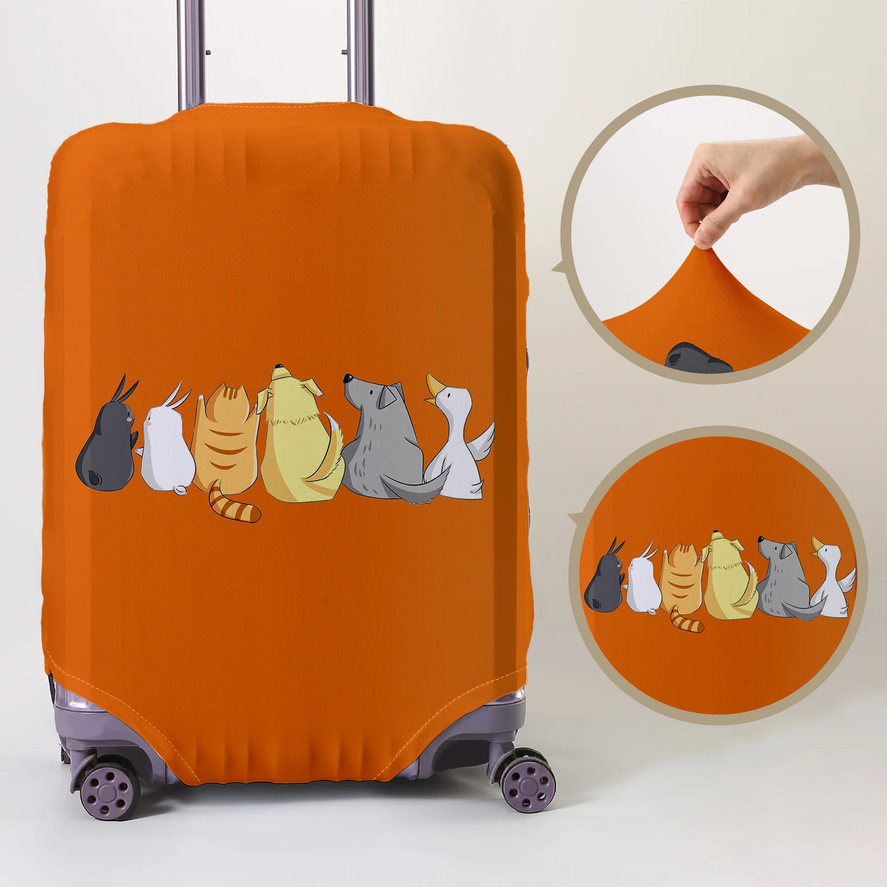 Cartoon small animal pattern luggage protection cover, suitable for 18-32 inch luggage covers, luggage handle gloves, travel acc