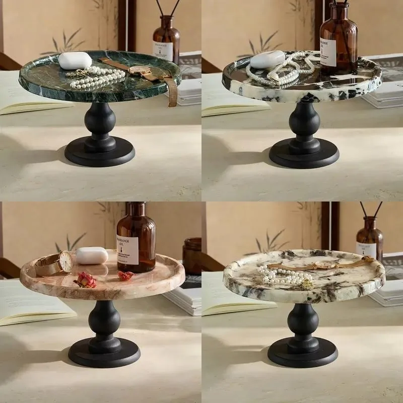 High Quality Modern Durable Polished Green Marble Cake Stand for Serving and Display in Office Buildings