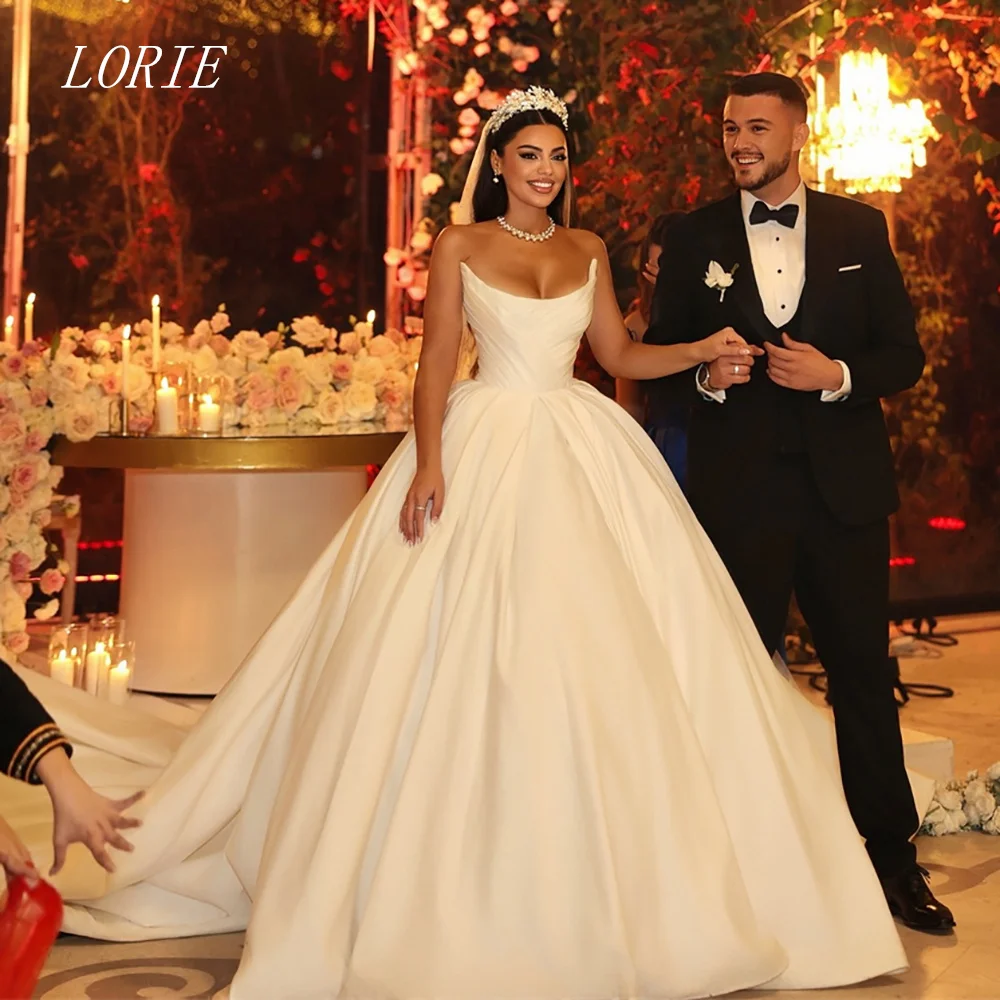 

LORIE Luxury A Line Wedding Dress Crossfold Sleeveless Bridal Dresses Elegant Boat Neck Wedding Gown Customized 2026
