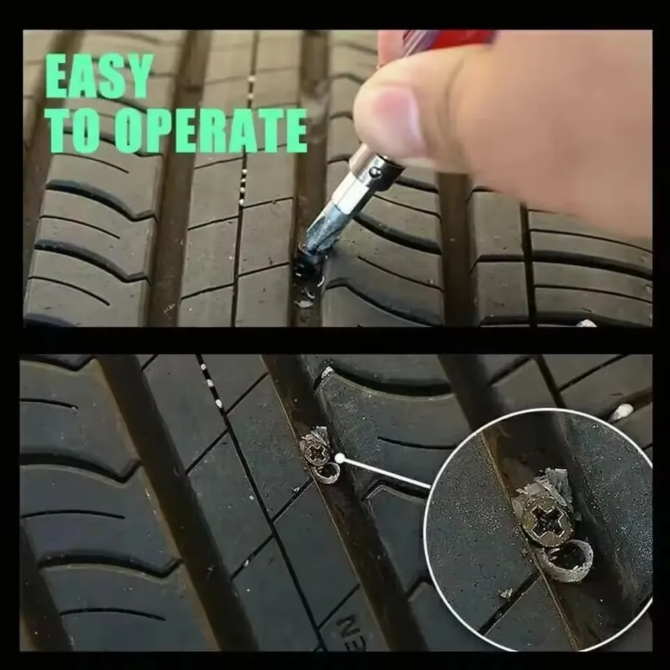 Universal Vacuum Tyre Repair Nail Kit Tubeless Tire Puncture Screw Fix Car Motorcycle ATV Patch Set