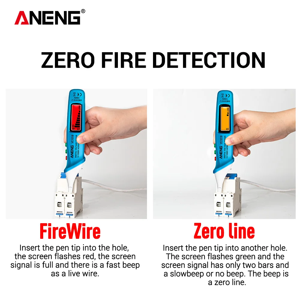 ANENG VC1018 czujnik elektryczny Tester Pen cyfrowy inteligentny miernik napięcia AC 1000V woltomierz brzęczyk detektor do elektronarzędzi