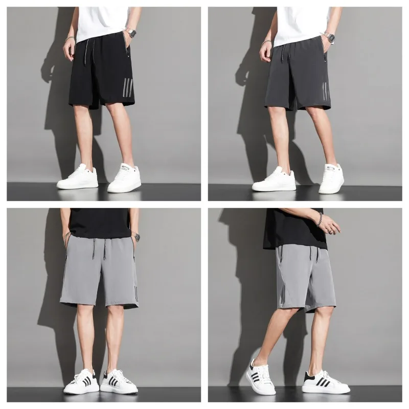 

Мужские модные шорты из ледяного шелка: быстросохнущие, легкие, дышащие, для активного отдыха, настольного тенниса, спорта и повседневной носки (шорты-бермуды)