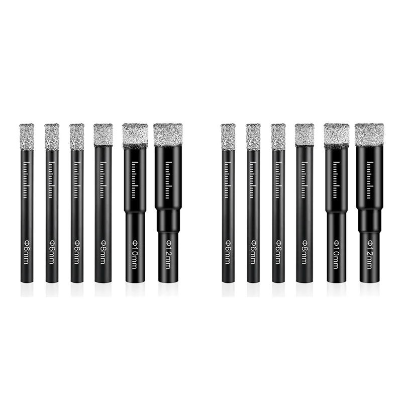 

AB13-12 шт. Алмазное сверло для фарфоровой плитки, 6 мм, 8 мм, 10 мм, 12 мм, наборы сверл для плитки, сухие сверла с круглым хвостовиком