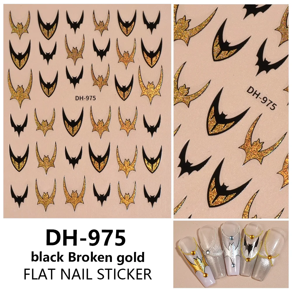 

3D Flat Halloween Gothic Nail Stickers Bat Nail Art Decoration Stickers Women DIY Self adhesive Manicure Decoration Decals