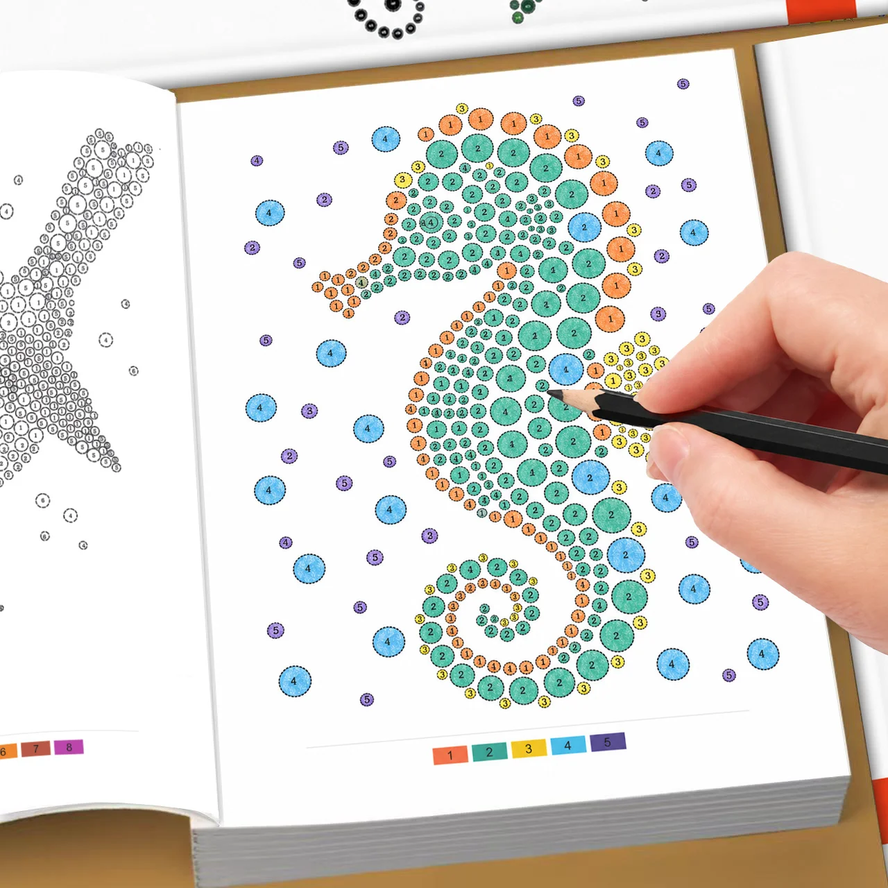 Stress Relief Dot Art Coloring Workbook, 32‑Page Adults Color By Numbers Dot‑Painting Book, Relax Creative Hand‑draw Book