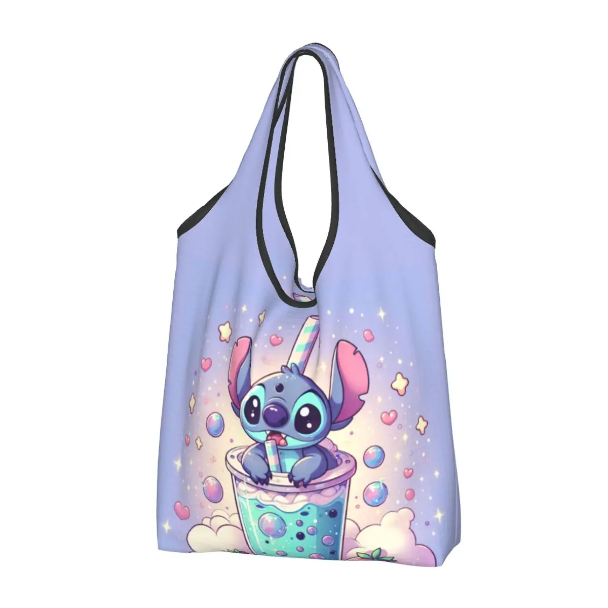 

Custom Funny Stitch Anime Cartoon Shopping Tote Bag Portable Grocery Shoulder Shopper Bag