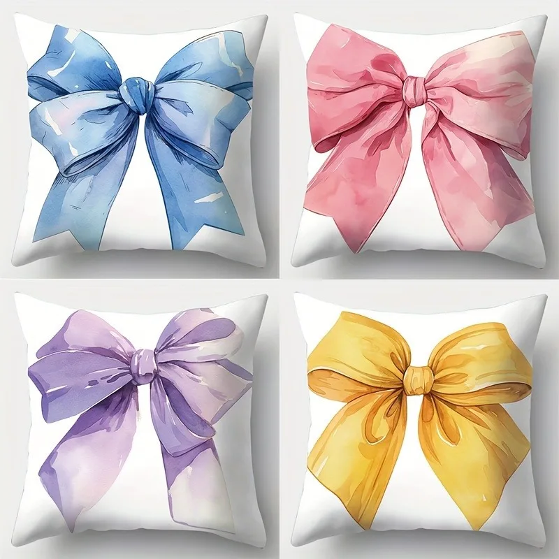 Home Decor Colorful Bowknot Pattern Digital Print Pillowcases Pattern Cushion Cover Suitable for Sofa Bedroom Car Pillow Cover