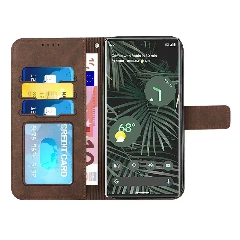 Flip Cover for Google Pixel 8 8 Pro Pixel 7 7 Pro 7A Matte Leather Wallet Case for Google Pixel 6A 6 Pro Card Holder
