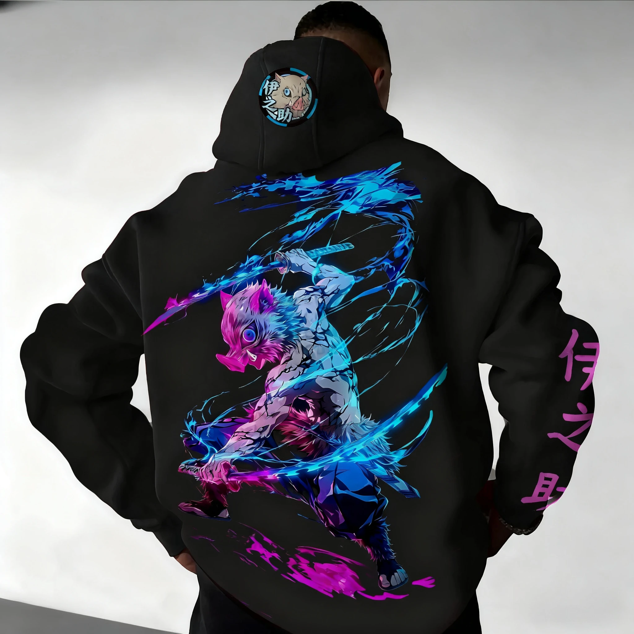 Demon slayer anime impresso hoodie 2025 unisex outono/inverno novo americano hip-hop plus size y2k casual solto pai criança topo