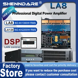 LA8 Professional DSP Digital Power Amplifier 4x1350W 8OHM DJ Subwoofer Amplifier Line Array Speaker Preamplifier 4x2100W 4OHM