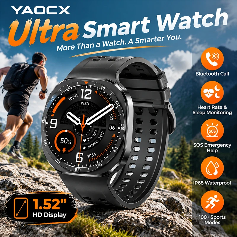 Outdoor Explorer Smart Watch Bluetooth Call Heart Rate Sleep SOS Smart Watch IP68 Waterproof 1.52 HD Fitness Smart Wristwatch