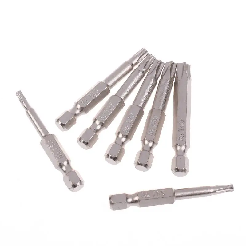 7 Pcs S2 Magnetic Star Screw Driver 5 Point Screwdriver Bits 50mm 1/4