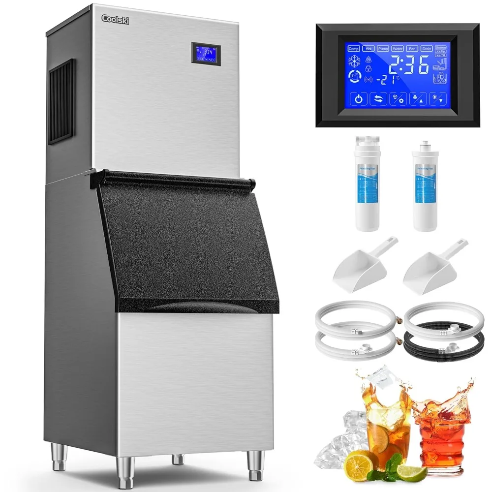 

Commercial Ice Maker Machine 550LBS/Day, 22’’ Wide Industrial Ice Machine with Large Storage Bin