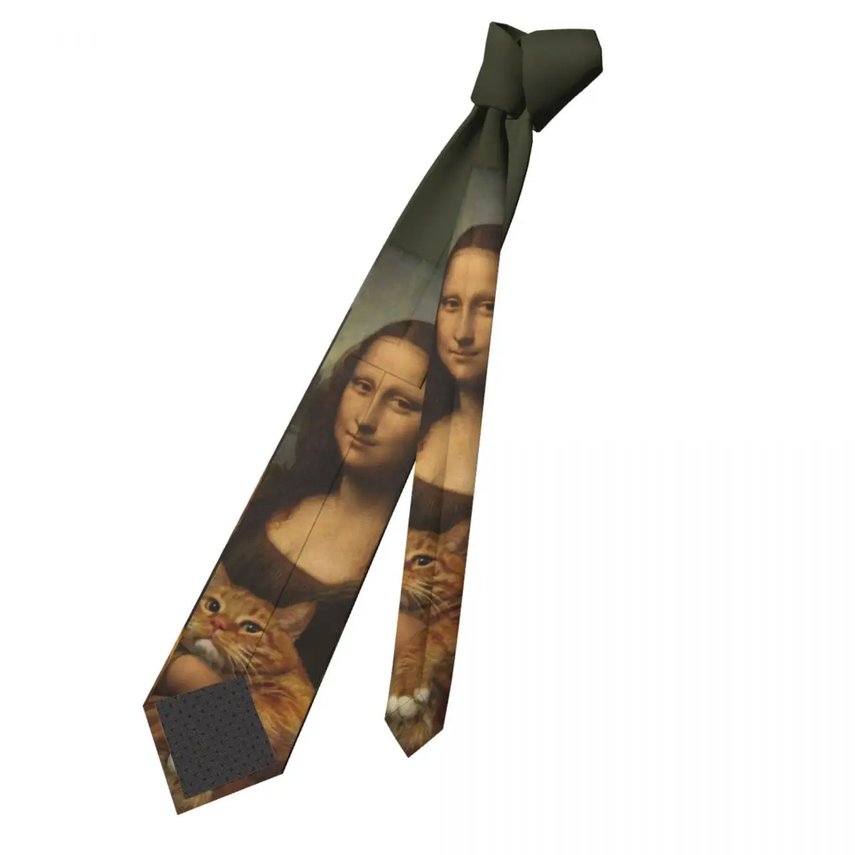 Mona Lisa Fat Cats Unisex Neckties Fashion Polyester 8 cm Wide Humor Graphic Neck Tie for Men Shirt Accessories Gravatas Busines