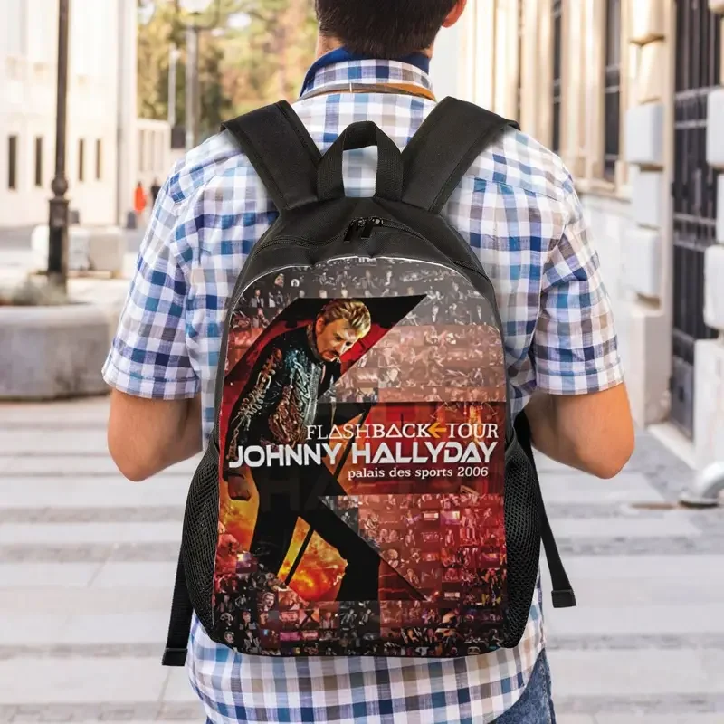 Custom Johnny Hallyday French rock laptop backpack men women fashion bookbag for school college students singer bags