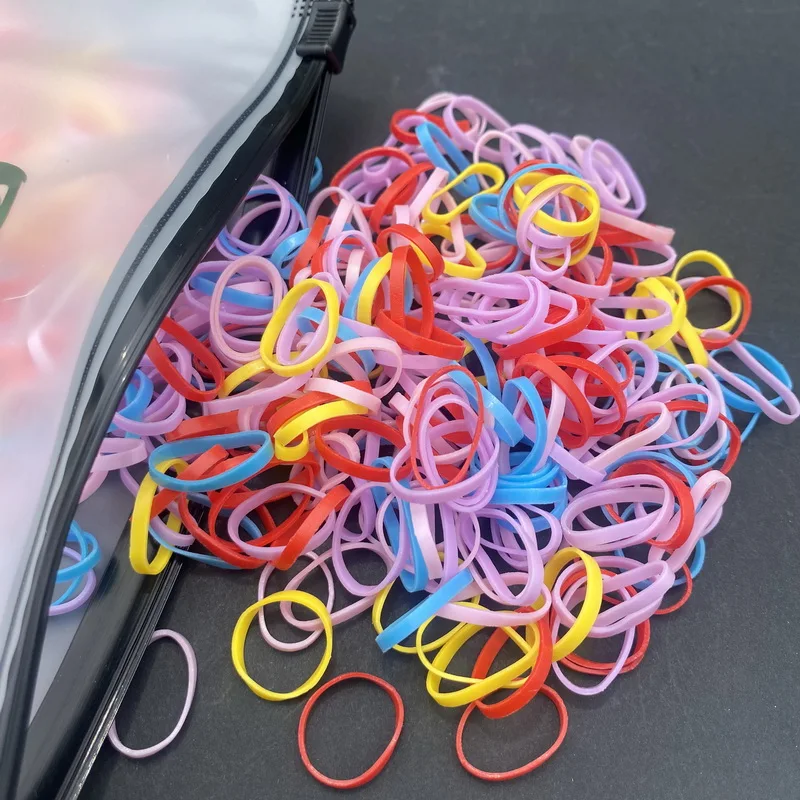 1000 Stück dicke Einweg gummibänder Baby haargummi mädchen Pferdes chwanz Kinder haar elastische breite Haar gummis für Kinder haarschmuck mädchen – Detail 10