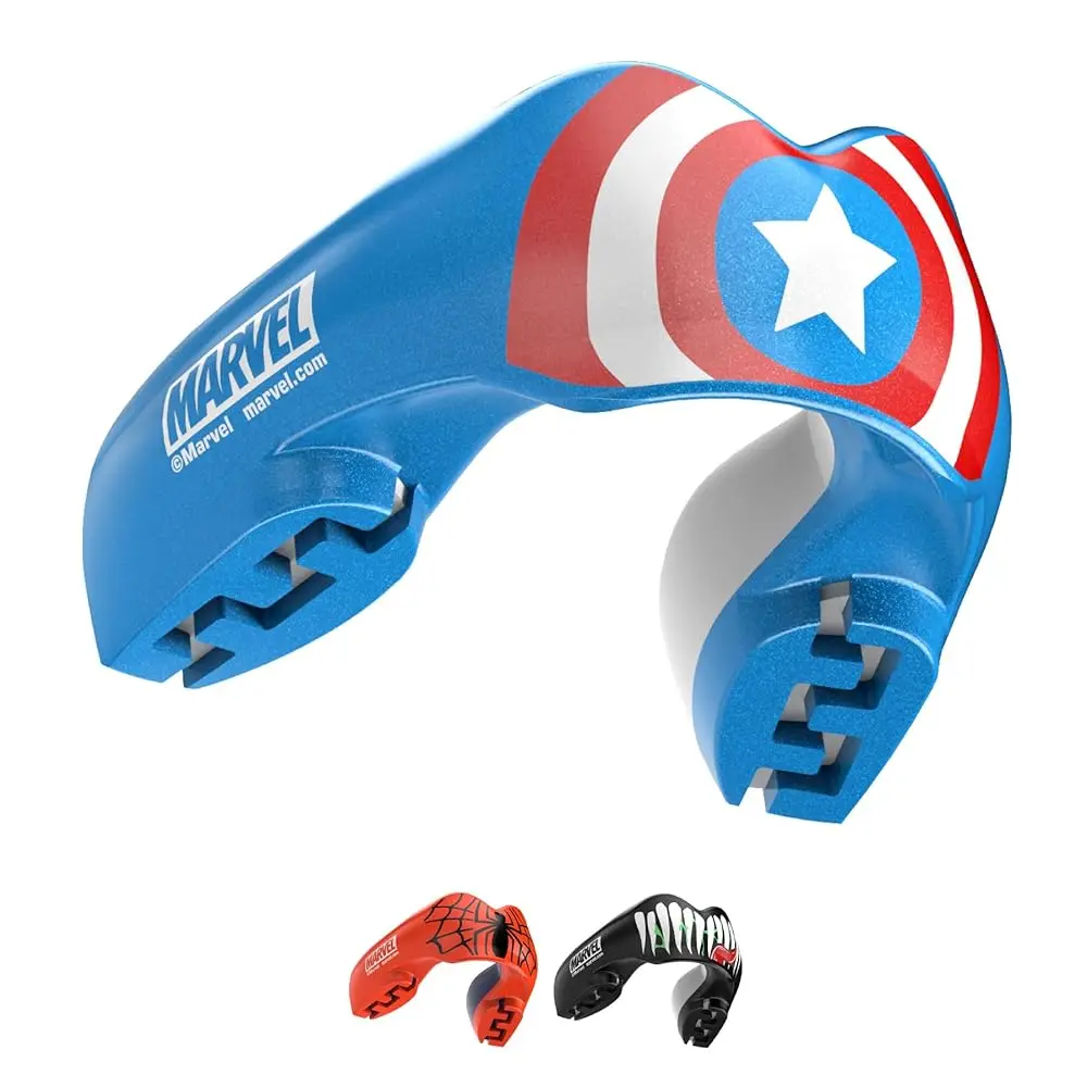 

Спортивная защитная капа Captain America для брекетов, формируемая по форме, универсальный размер, с футляром, для бокса, ММА, регби, боевых искусств