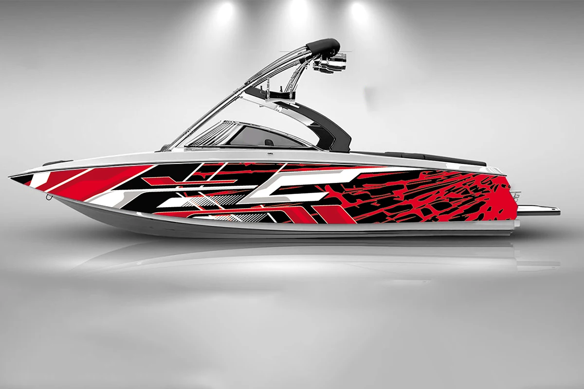 vector illustration Boat sticker fashion custom fish boat sticker vinyl waterproof boat wrap Graphic boat wrap decal 4