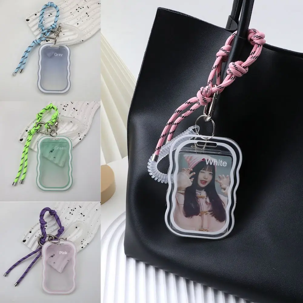 Hot Sale Original Designed Key Chain With Card Holder Sporty Style Bag Pendant Idol Photo Sleeve Colored Rope Student Card Case