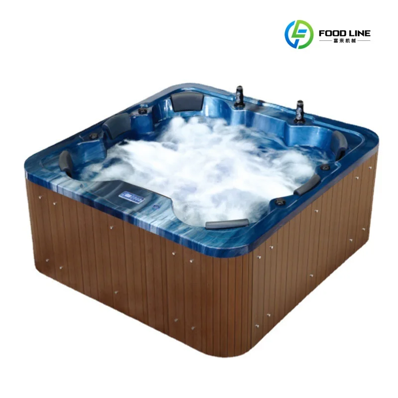 FL Customized Luxury Modern Rectangular Outdoor Spa Hot Tub Pool with Lounger Eco-Friendly Design for Hotels & Backyard Use