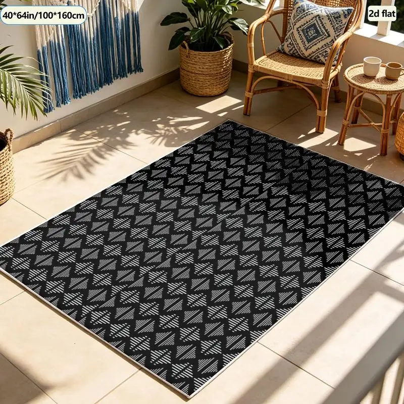 1 Piece of Black and White Diamond-Patterned Carpet, Soft and Comfortable, Suitable for All Seasons, Lightweight and Easy to Clean, Suitable for Living Room, Bedroom, Dining Room, Autumn, Winter
