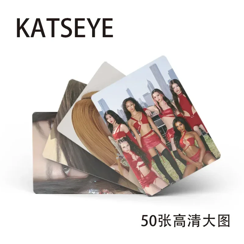 A 50Pcs/Set Laser Card Kpop Idol KATSEYE Lomo Cards LARA DANIELA MANON MEGAN Printd Photocards Fans Gift S