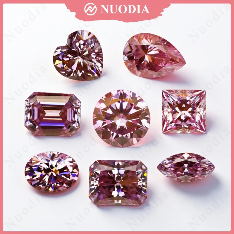 Moissanite Loose Stone Sakura Pink Round Pear Emerald Radiant Oval Princess Heart Marquise Cushion Assche Cut for Jewelry Making