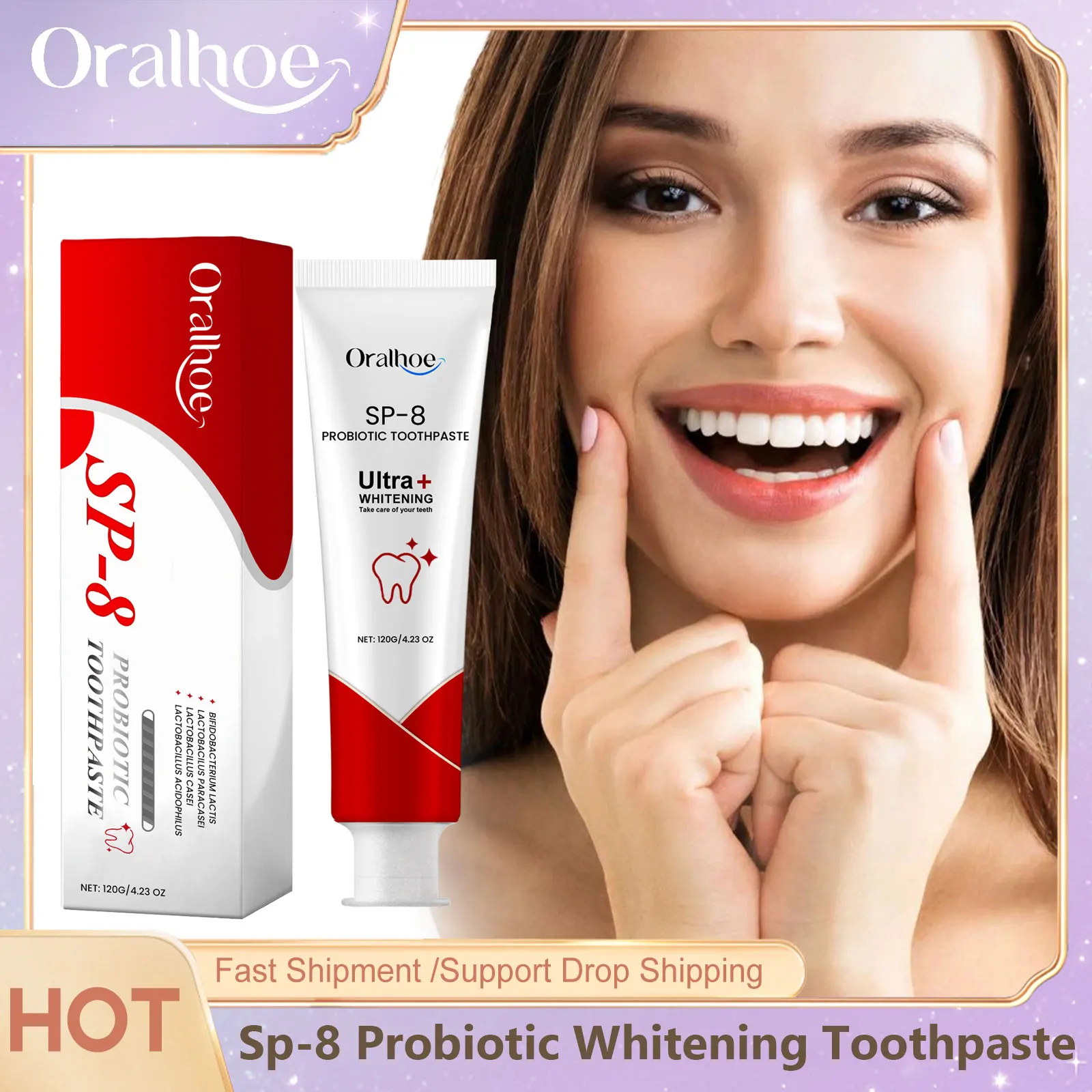 

Sp-8 Probiotic Whitening Toothpaste Remove Plaque Stains Yellow Teeth Brightening Oral Hygiene Fresh Breath Cleaning Toothpaste